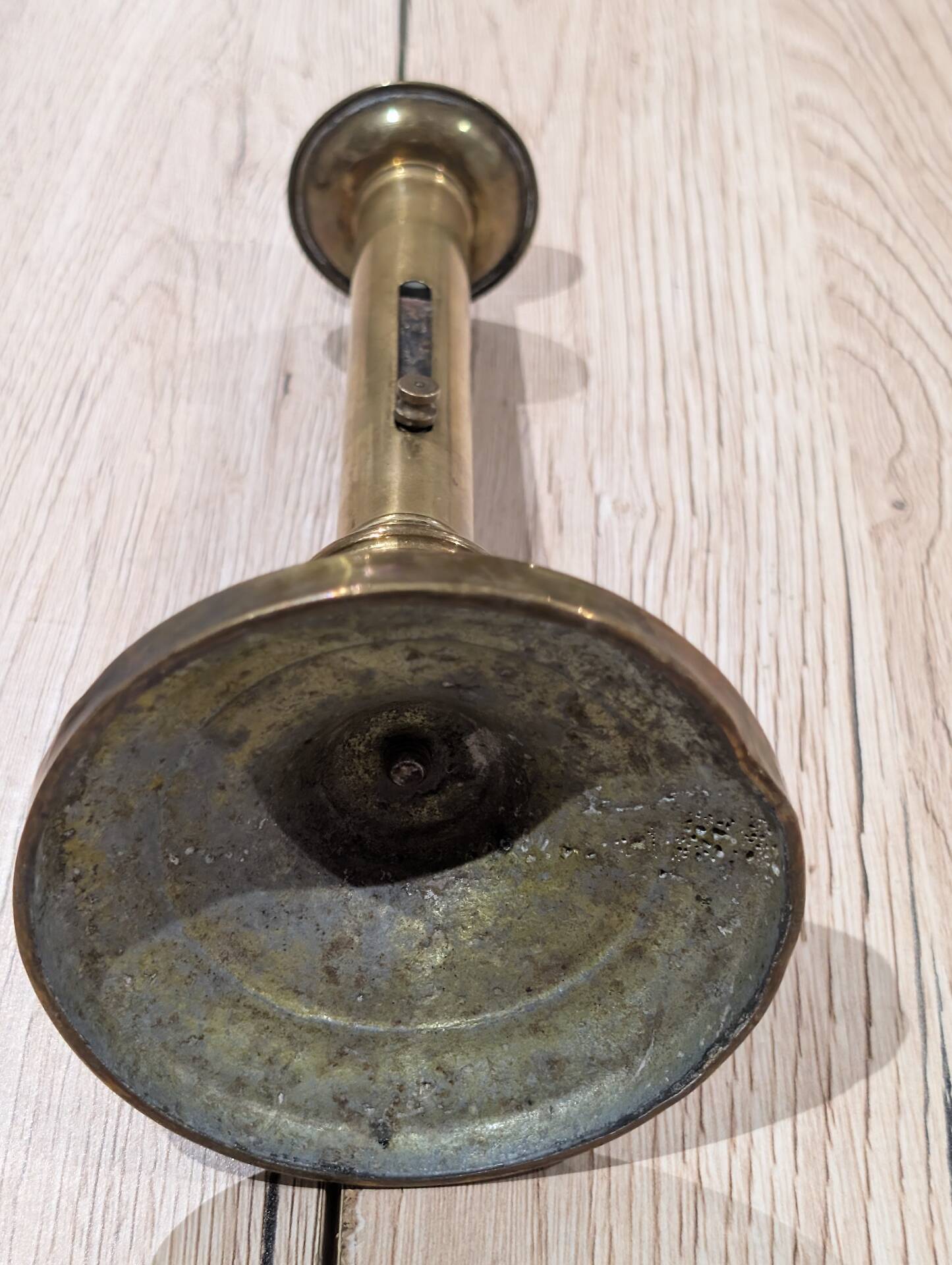 Antique Candle Holder Brass Push Candle 19th Century Vintage Chandelier