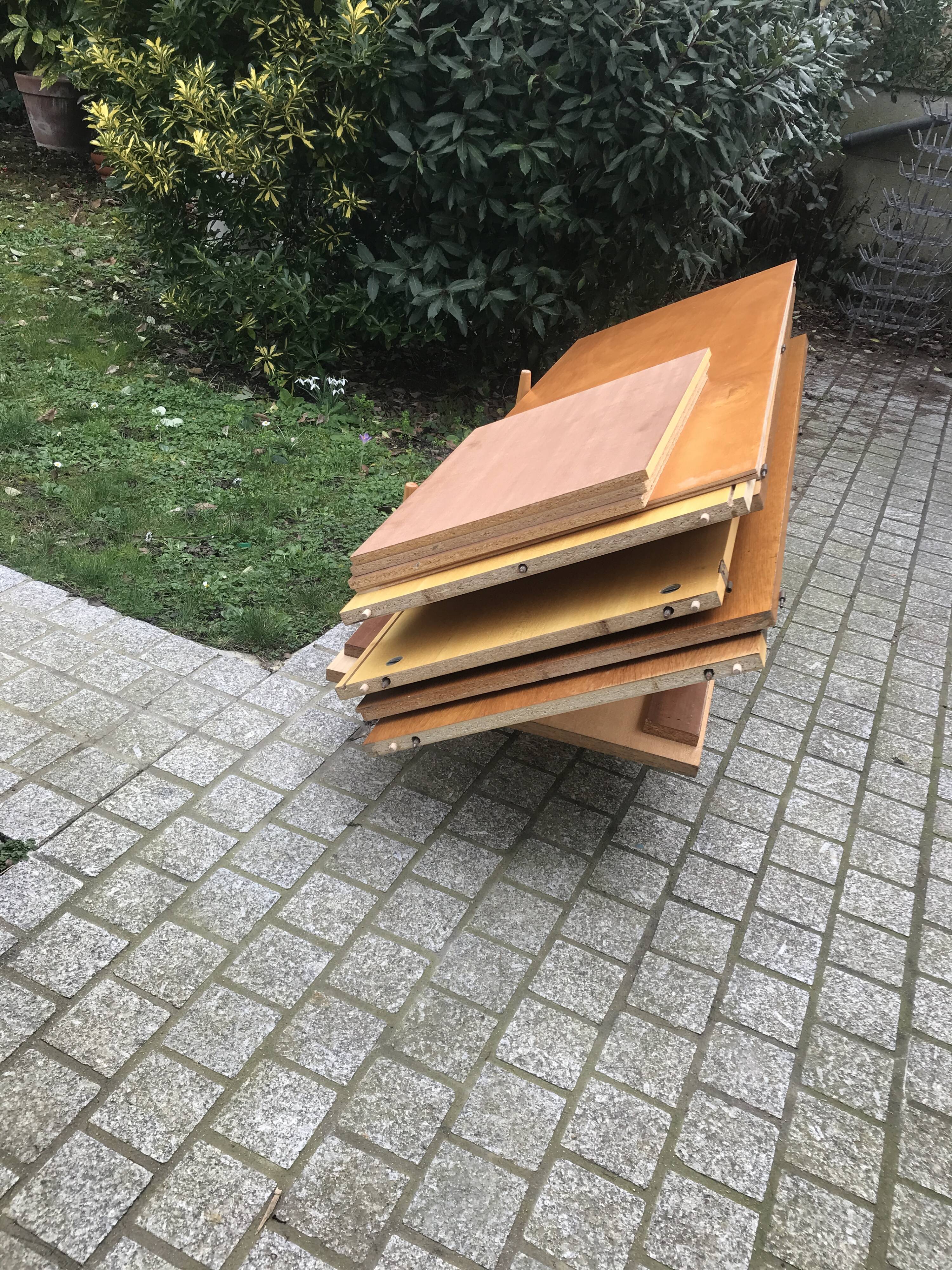 Wooden cabinet and vintage rattan 1950