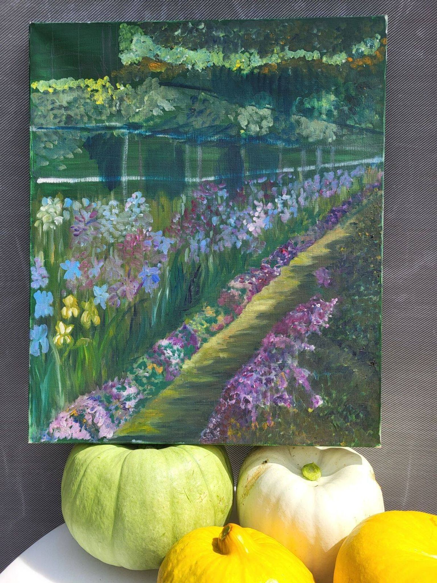 Impressionist oil on canvas – "The Garden of Irises"
