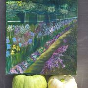 Impressionist oil on canvas – "The Garden of Irises"