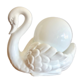 Opaline globe swan bedside lamp