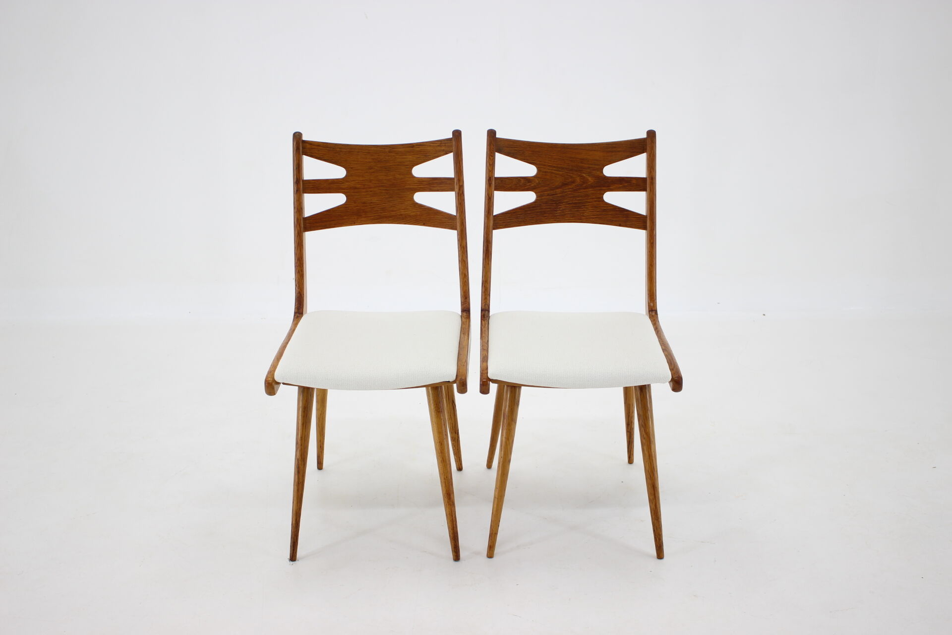 1960s Set of Six Rare Oak Dining Chairs, Czechoslovakia
