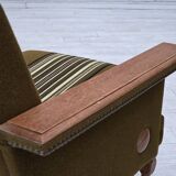 1970s, Danish 3-seater sofa, furniture wool, solid oak wood.