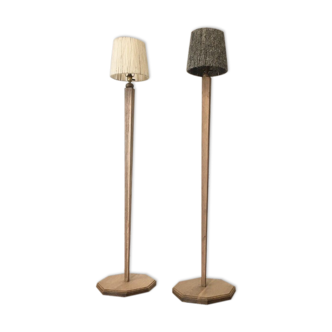 Pair of art deco lampposts solid oak and wool
