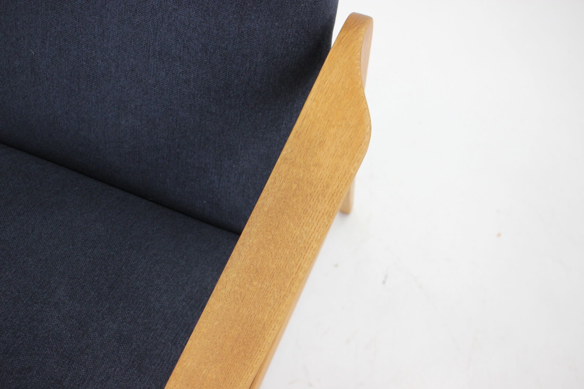 Oak reclining wing chair, czechoslovakia, 1960