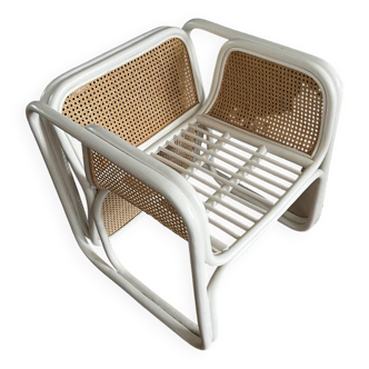 Rattan and cane armchair