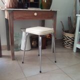Vintage leather and chrome stool