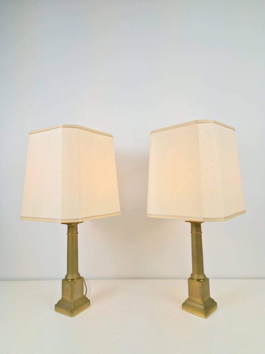 Neoclassical Empire Brass Table Lamp, France, 1960, Set of 2