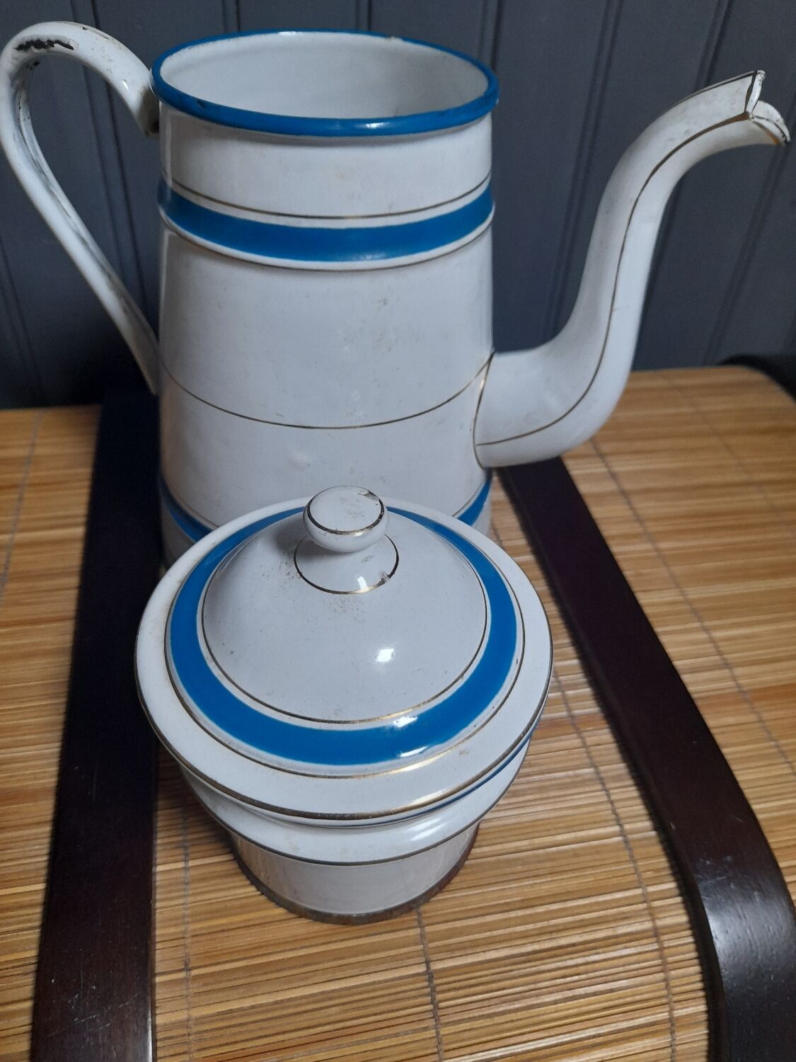 Old enameled coffee pot
