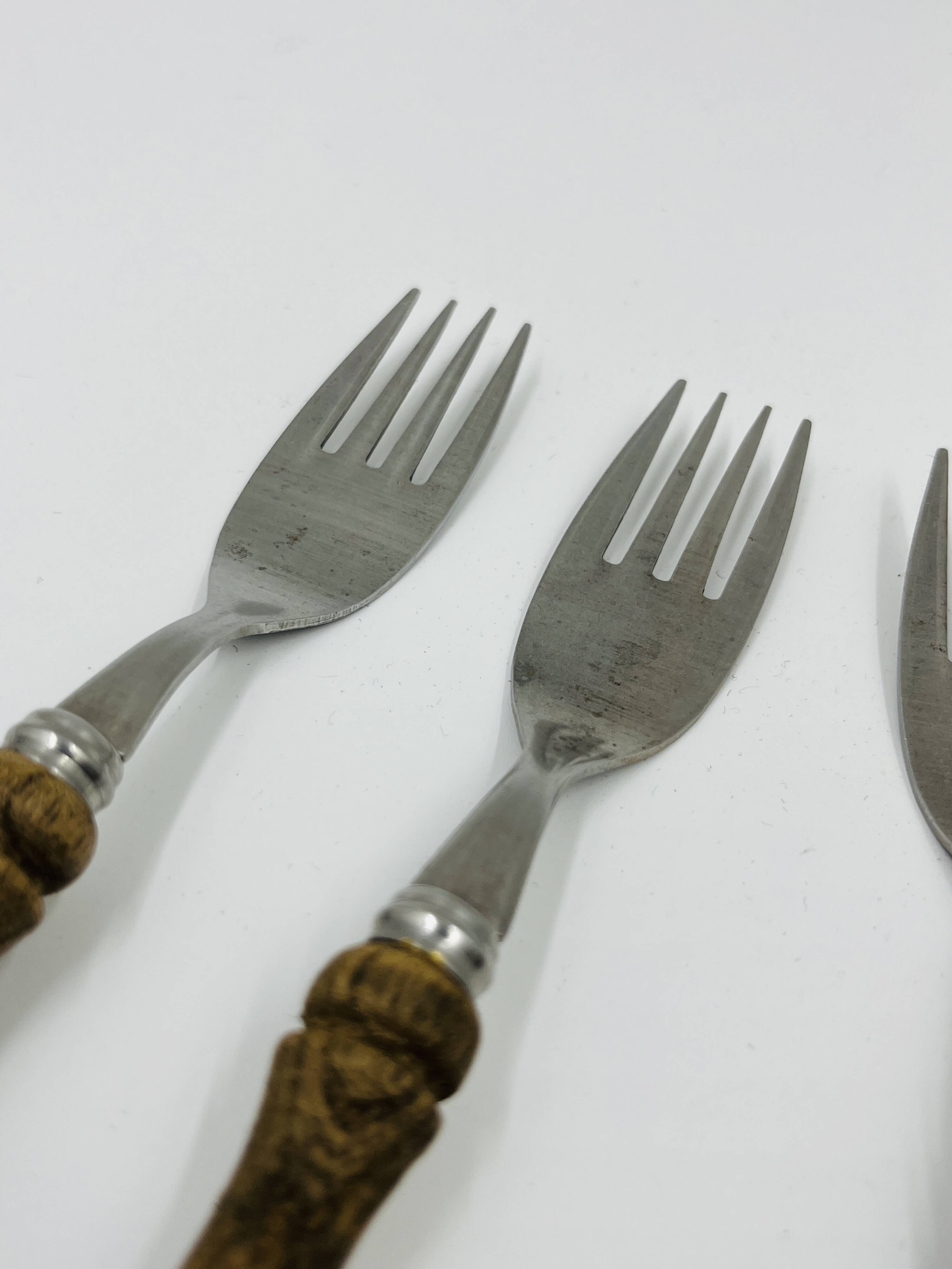 Vintage cutlery set 22 pieces wooden style handles