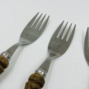 Vintage cutlery set 22 pieces wooden style handles