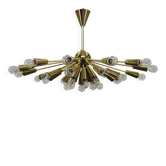 Kamenický Šenov 28-Light Brass Sputnik Chandelier, Czechoslovakia, 1970s