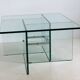 Square crystal glass coffee table, Italy 1970s