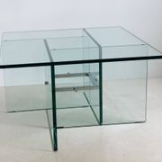 Square crystal glass coffee table, Italy 1970s