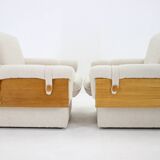 1970s pair of armchairs in boucle fabric, czechoslovakia