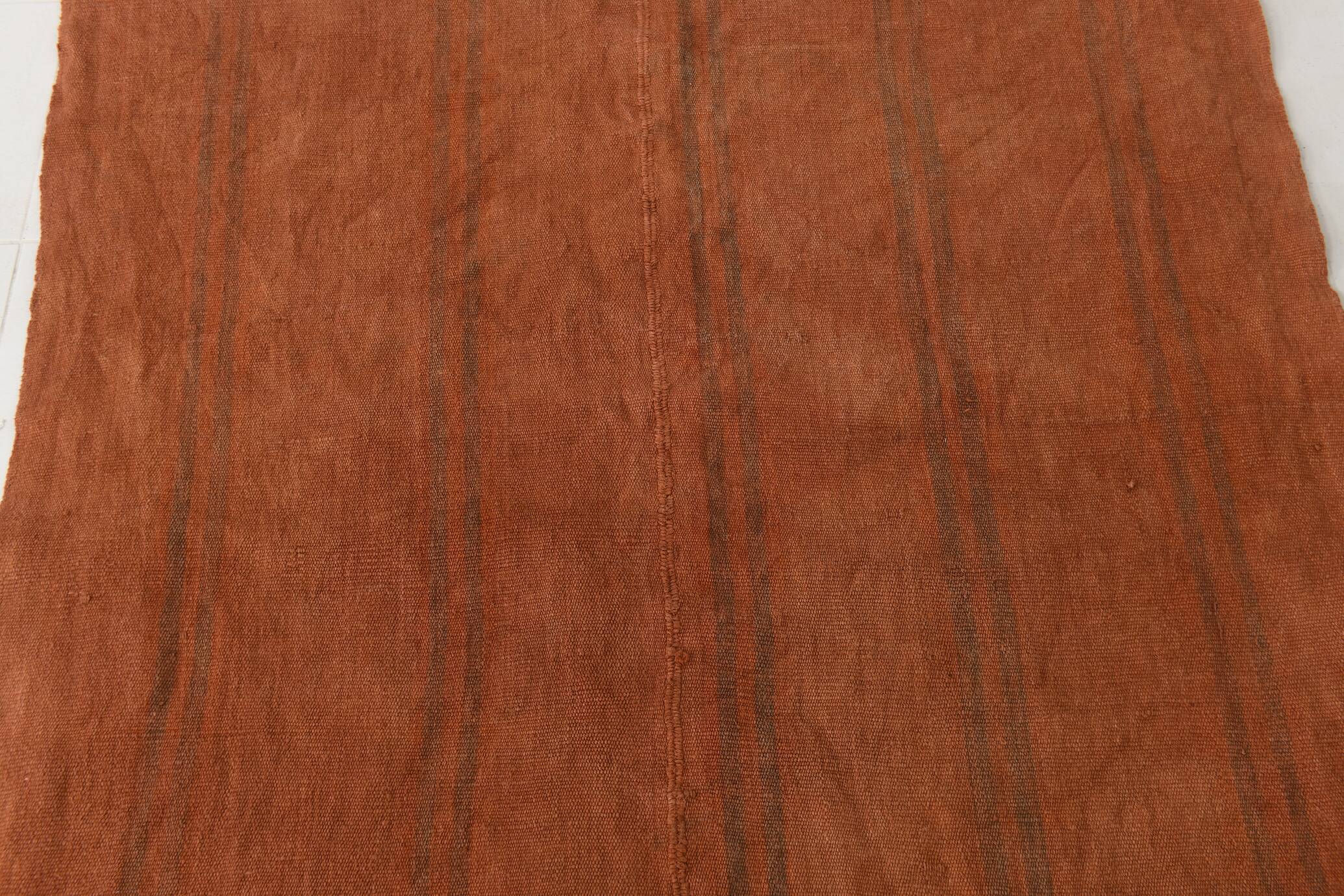 Terracotta Striped Modern Kilim Rug, 154x190Cm