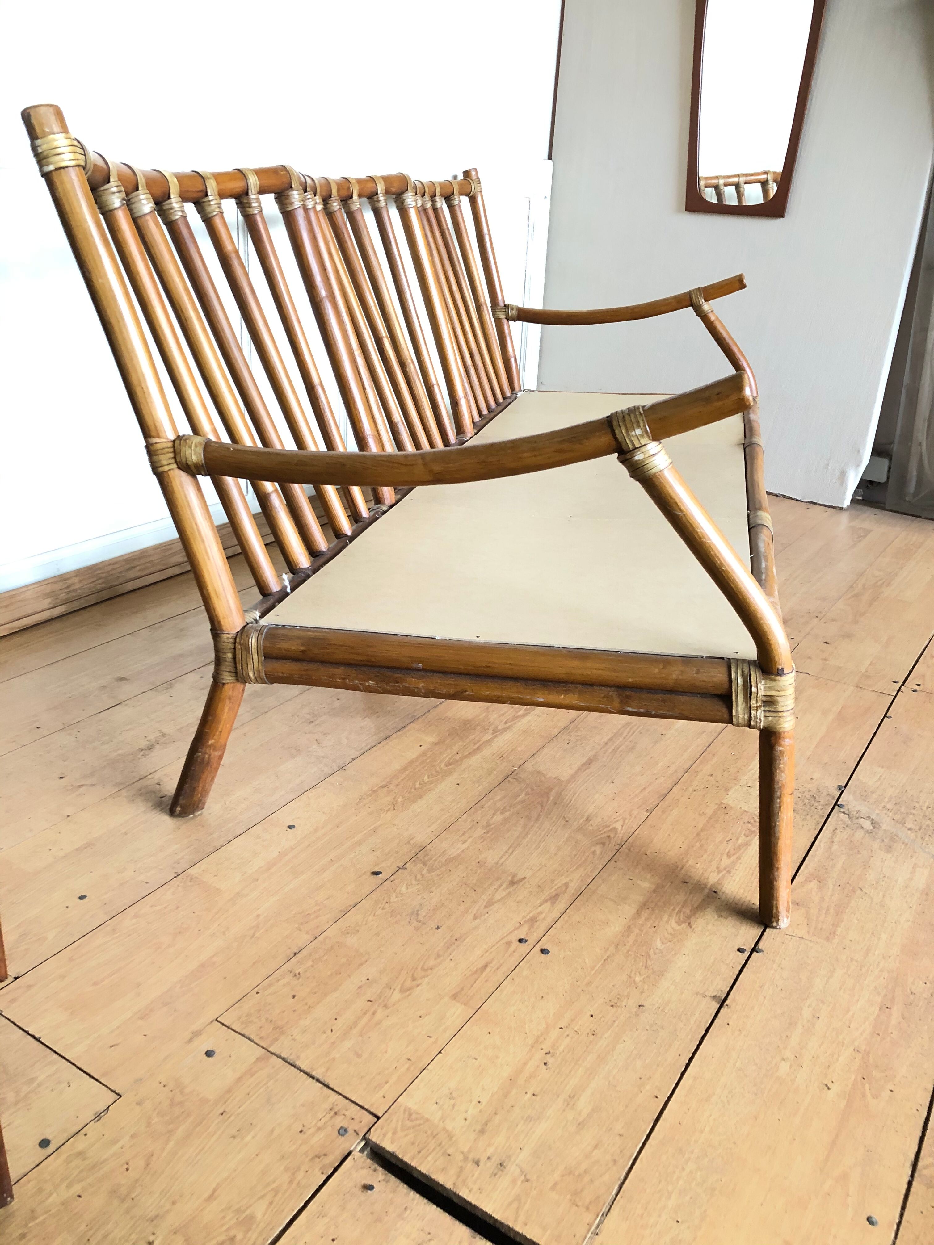 Banquette rotin vintage