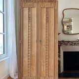 Art Deco style cabinet in raw wood, renovated