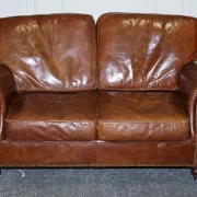 Brown Leather Two-Seater Sofa Balural in the Style of Halo and Timothy Oulton