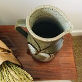 Large 80's varnished sandstone pitcher
