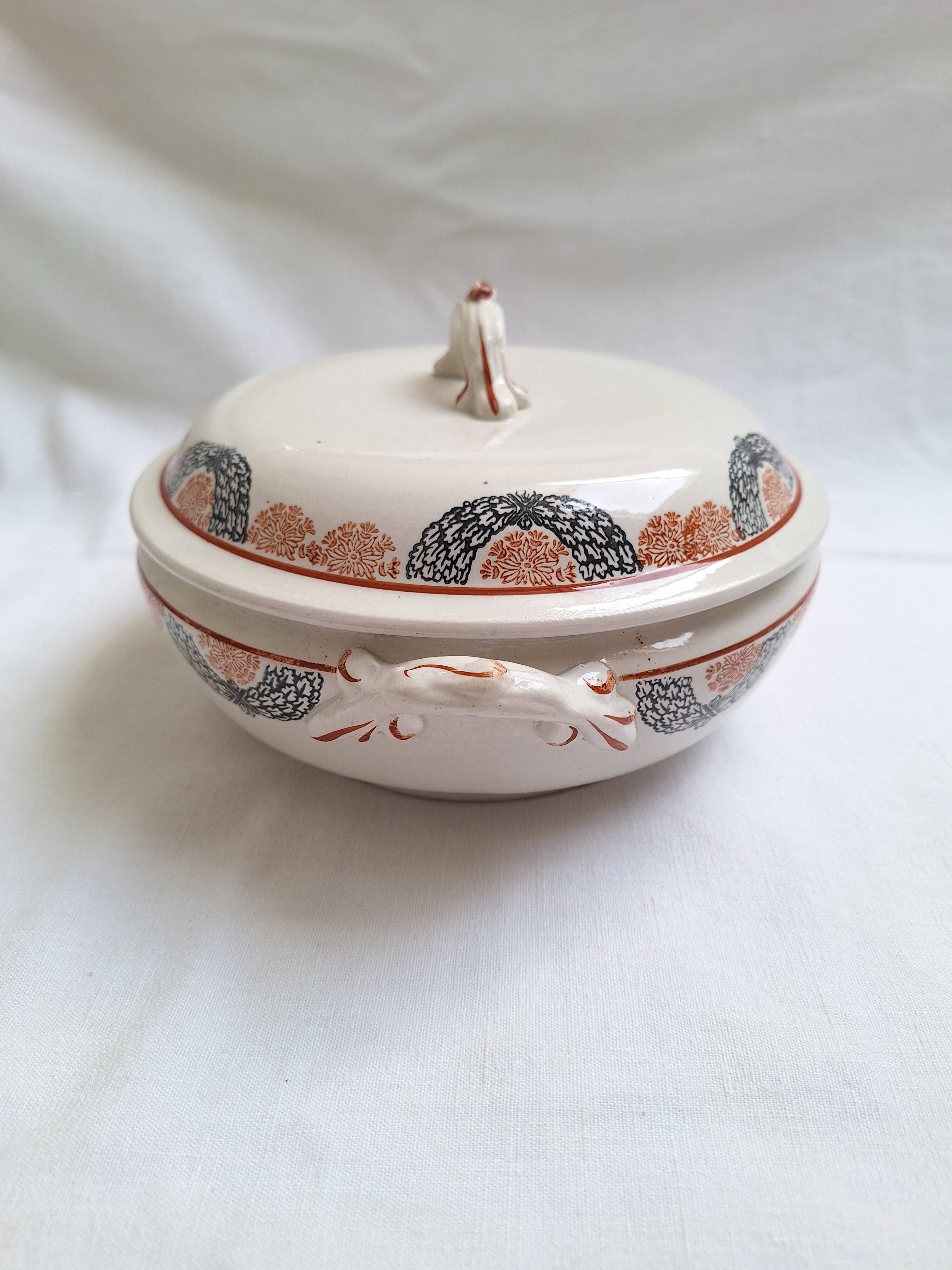HBCM Pauline model orange and black soup tureen