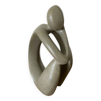 Antique JJ AUGUSTE Style Steatite Sculpture Grey Design Decoration
