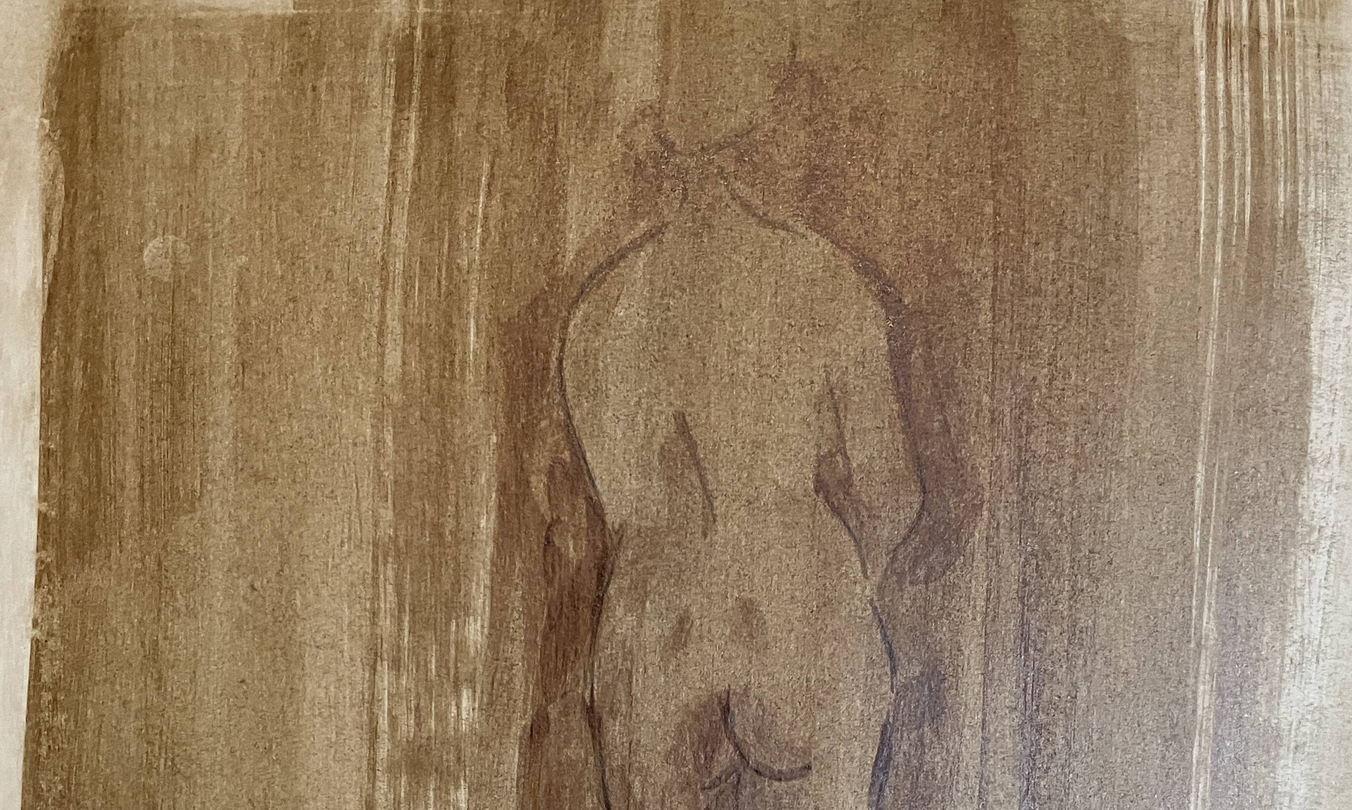 Signed painting monochrome watercolor female nude “back study”