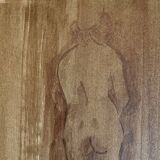 Tableau signé aquarelle monochrome nu féminin « étude de dos »