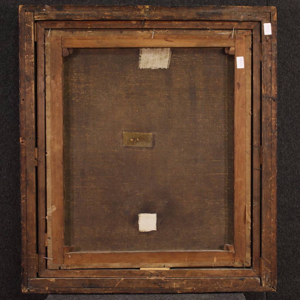 Peinture d'intérieur flamande antique du 17ème siècle