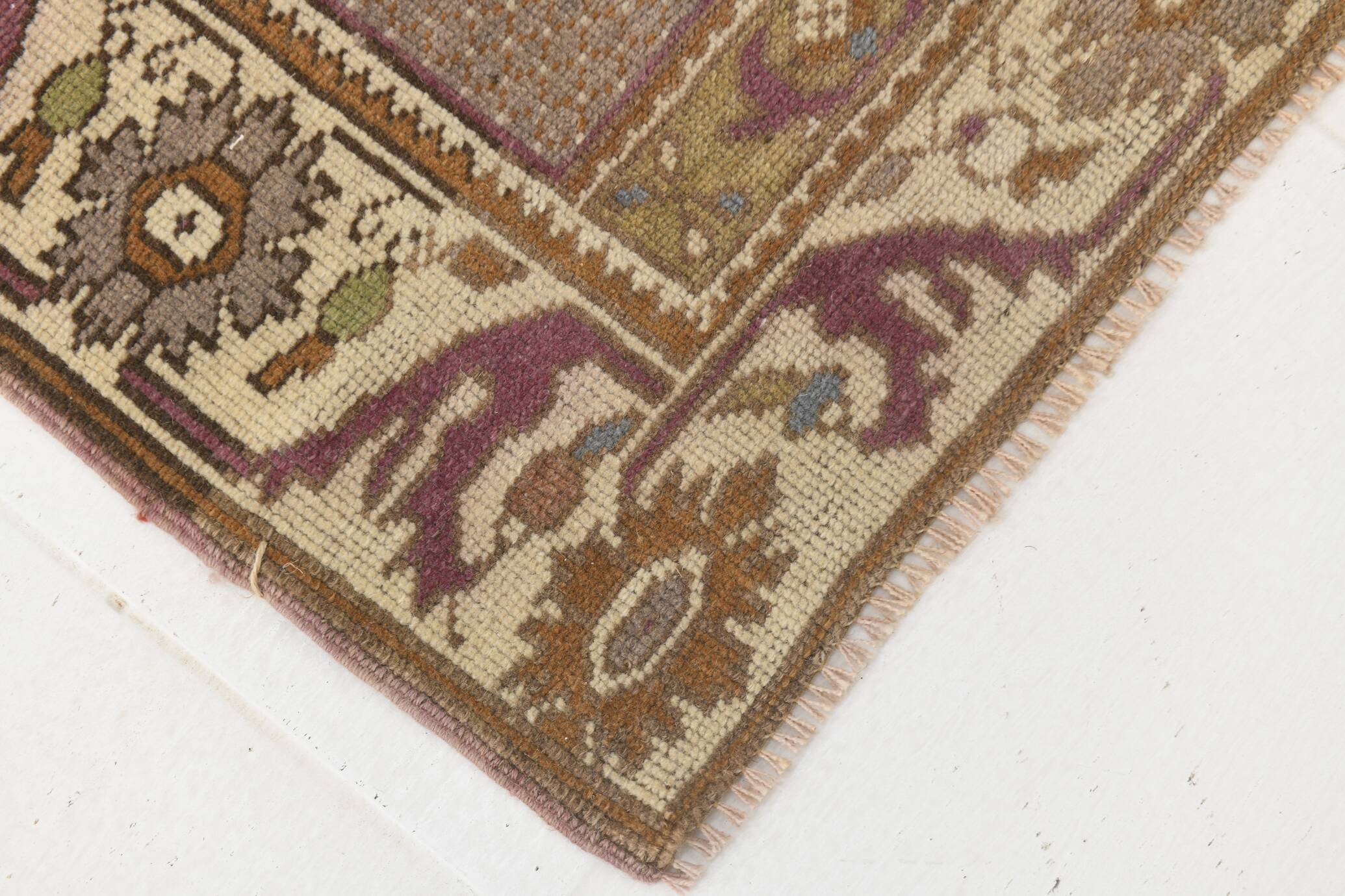 3x11 Plum & Beige Oriental Persian Runner Rug, 78x332Cm
