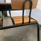 Bureau double écolier vintage relooké noir et bois