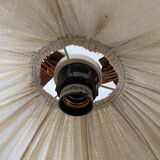 Vintage suspension lamp in rattan and linen