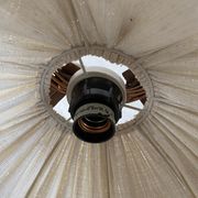 Suspension vintage en rotin et lin
