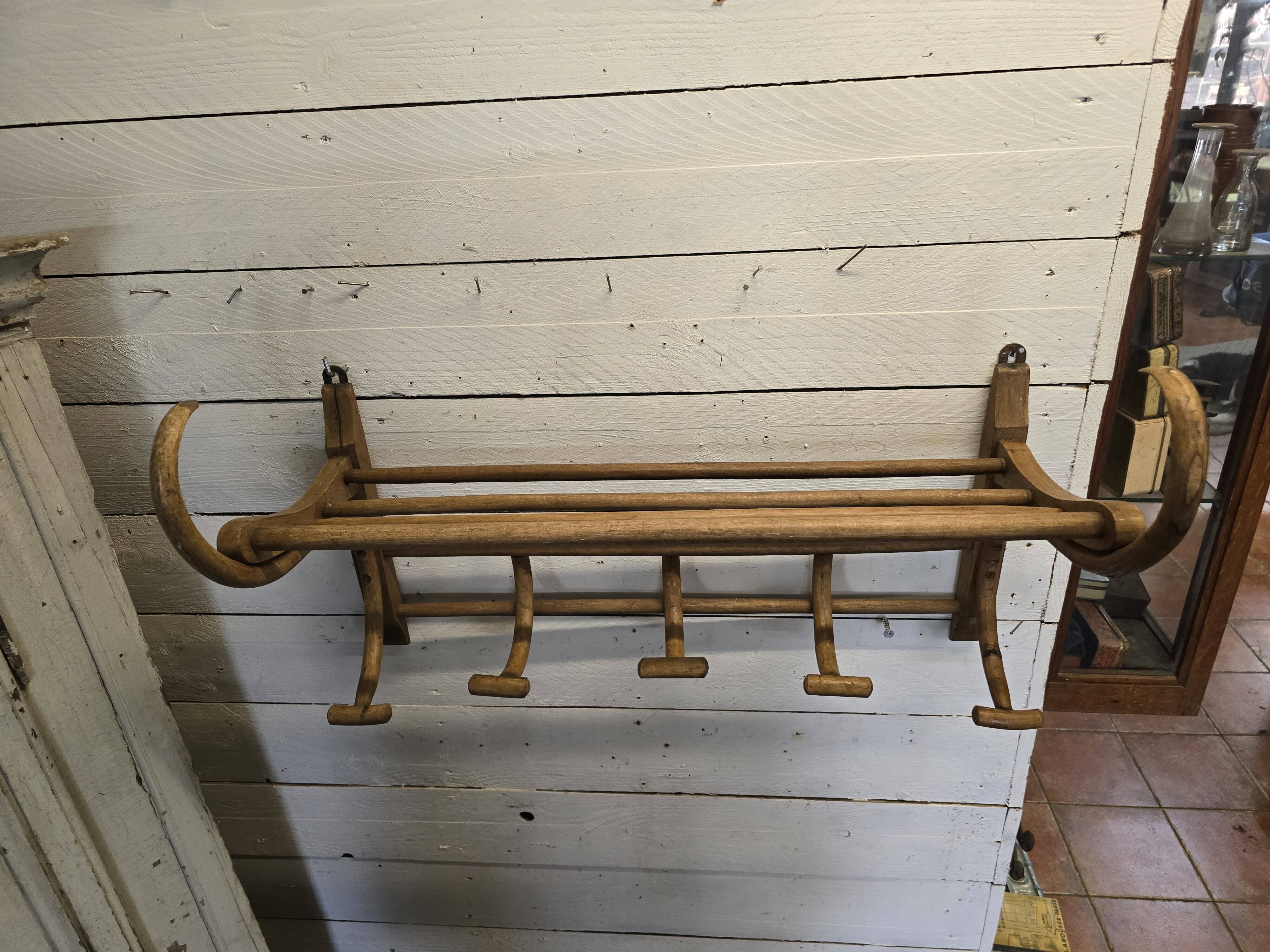 Old curved wooden coat rack