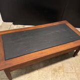 Vintage oak and slate coffee table
