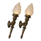 Pair of wall sconces, hands, louis xvi style - bronze petitot - 1