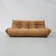 French Togo 3-seater sofa in camel leather attributed to Michel Ducaroy for Ligne Roset