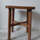 Antique waxed wood stool, side table, vintage seat, farmhouse stool