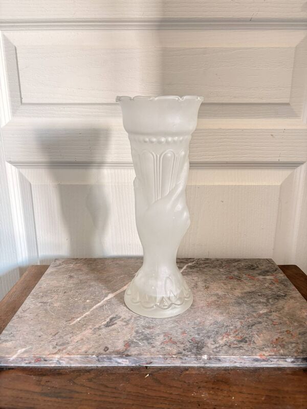 Ancien Vase Verre Moulé LEGRAS Art Déco Main Flambeau Vintage
