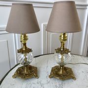 Pair of table lamps in bronze and glass early twentieth century