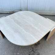 Large marble travertine coffee table in the shape of an eye from Roche Bobois vintage 70s