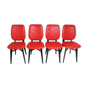 Lot de 4 chaises skaï - rouge