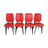 Set of 4 red quilted skai chairs year 50