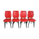 Set of 4 red quilted skai chairs year 50