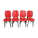 Set of 4 red quilted skai chairs year 50