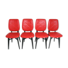 Lot de 4 chaises skaï rouge matelassé année 50