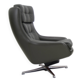 Fauteuil à bascule pivotant en cuir style Mid-Century, Peem, Finlande, années 1970