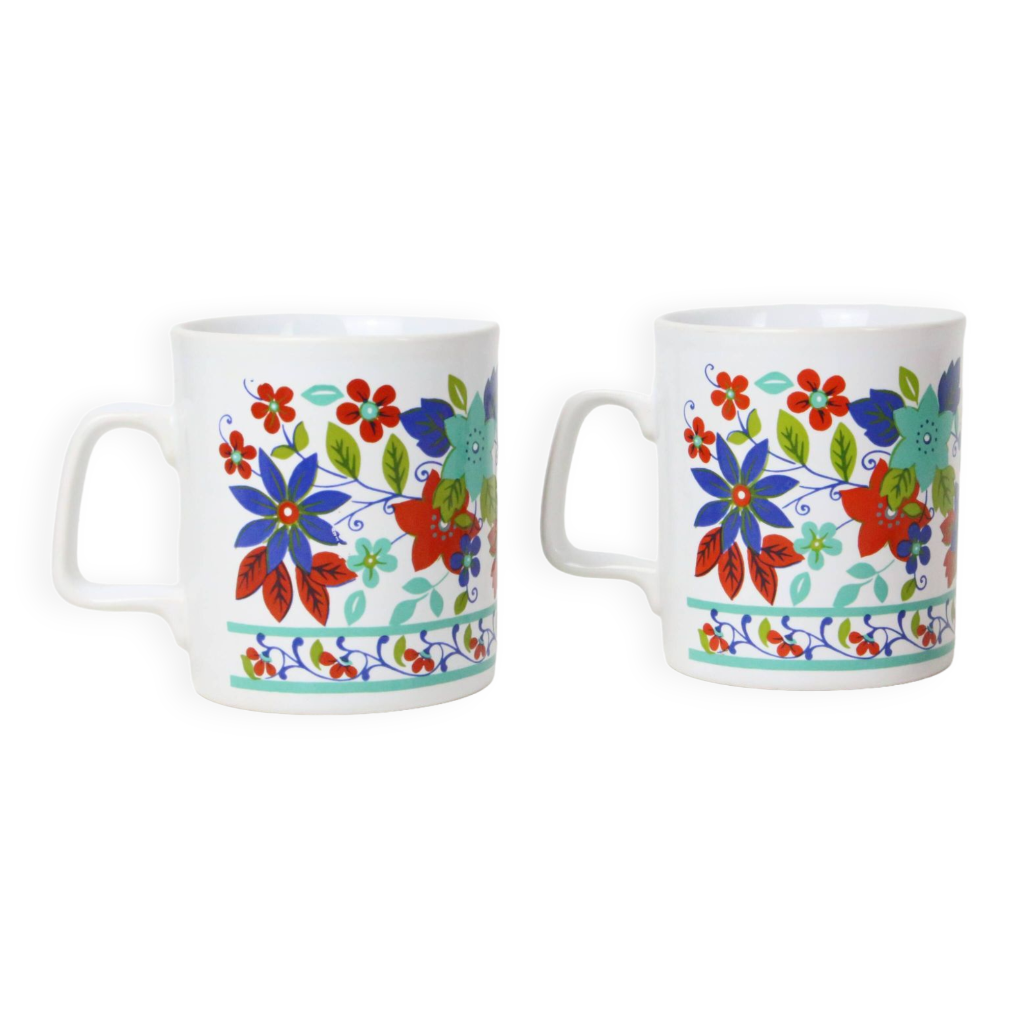 pair of Kiln Craft mugs, English pottery, Staffordshire, Made in England, vintage