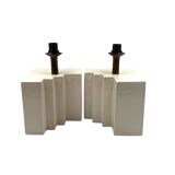 Hollywood regency set of 2 ceramic table Lamps, France 1970s