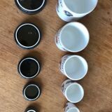 Set series of 5 pots with condiments or spices ceramic decoration dogs